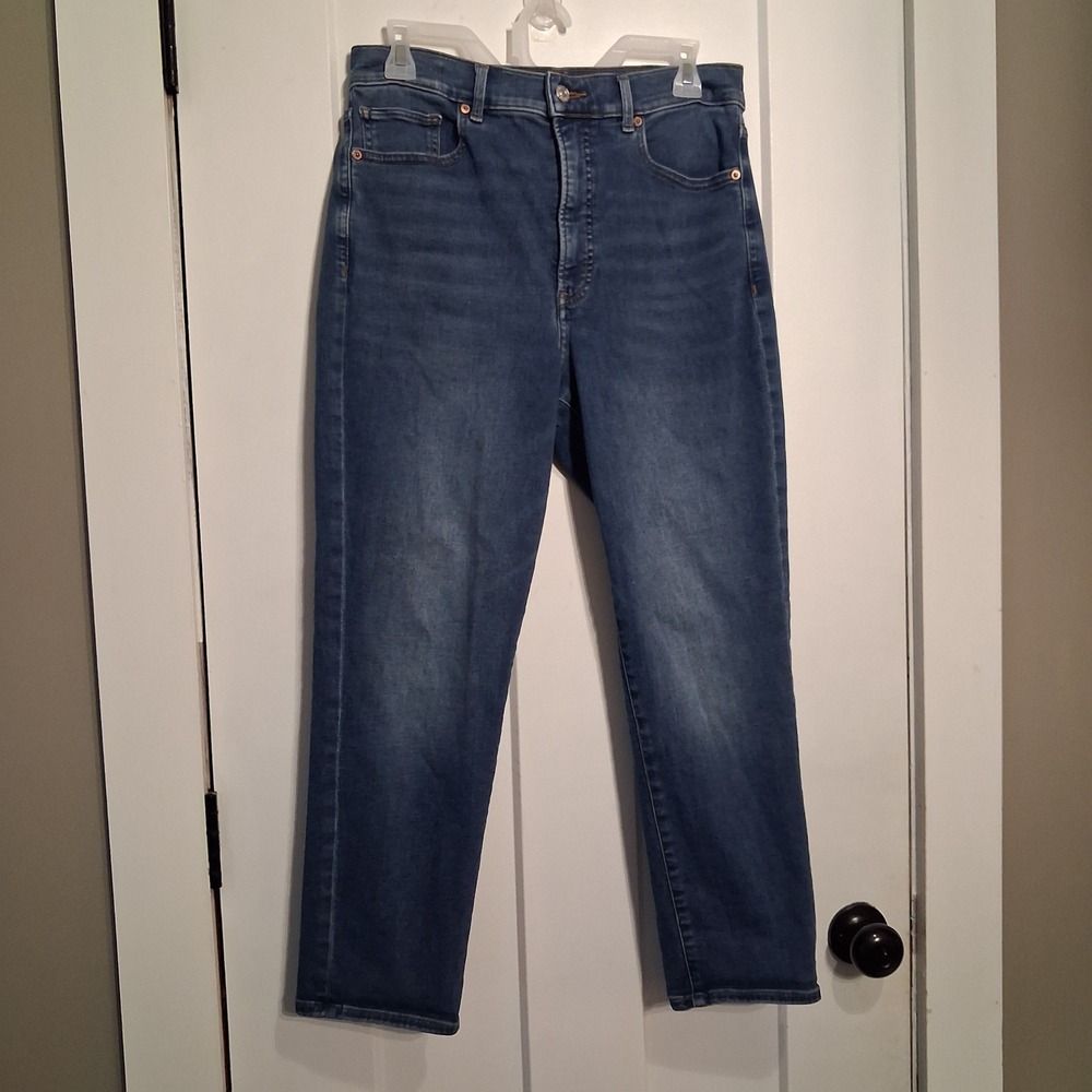 Express Mom Jean Super High Rise Medium Wash Denim Blue Jeans Size 10